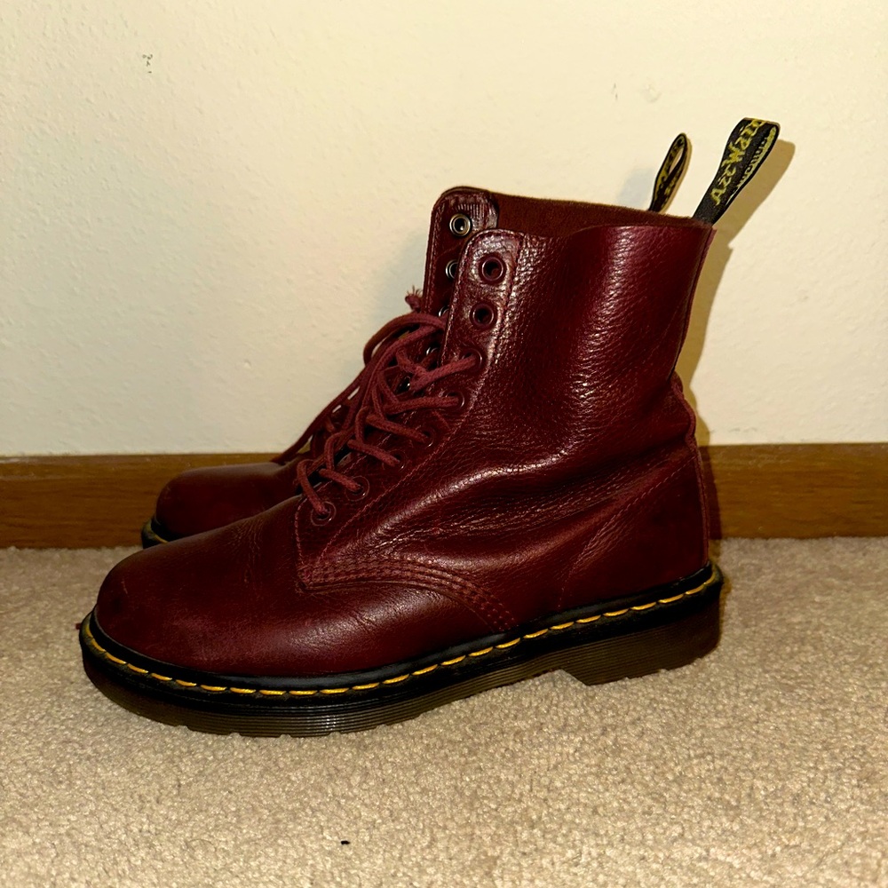 Vintage Real Leather Burgundy/Maroon Dr. Martens Lace-up Boots